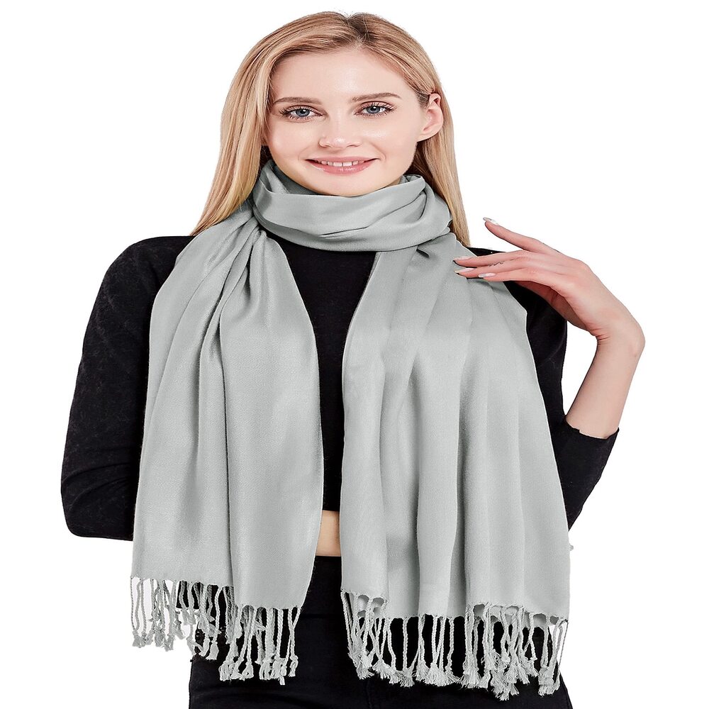 7293 Light Grey Silver Grey Solid Color Tassels D… - image 4